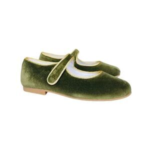 La Coqueta Velvet Mary Jane Shoes Olive Size EU 31 (US 13)
